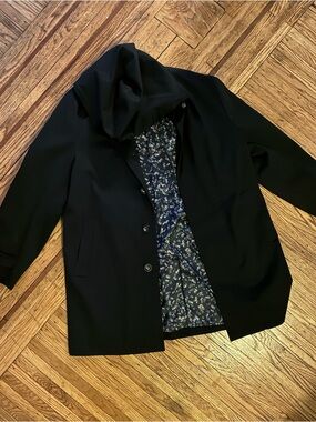 Original Penguin Black Trench Coat with Floral Lining Portland design